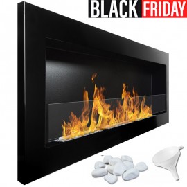 Chimenea de bioalcohol Svana Negro Brillo Glass